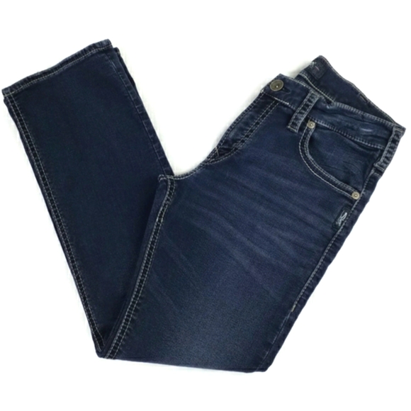 Silver Jeans Zac Dark Indigo Wash Relaxed Straight Leg Denim Jean Mens 34x31.25 - Picture 5 of 15